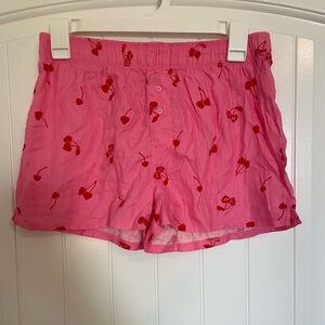 Victoria’s Secret pink and red Cherry print boxer shorts size XS